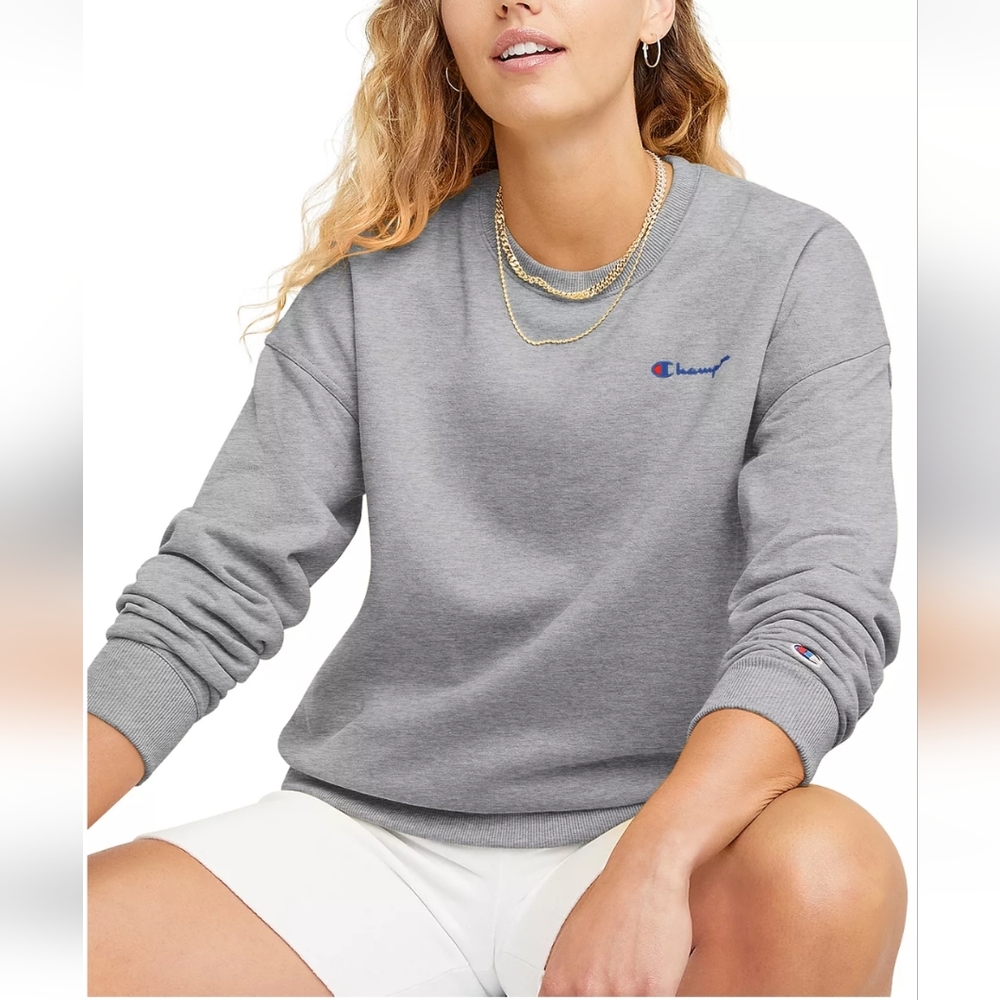 Champion Women's Powerblend Crewneck Sweatshirt in Oxford Gray - Picture 1 of 3